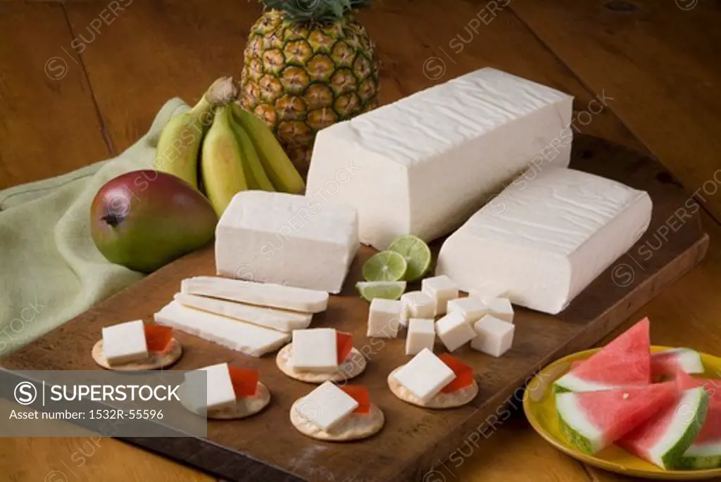 Blanco Cheese with Crackers and Watermelon