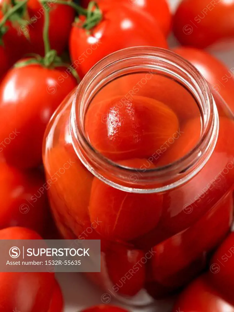 Preserved tomatoes in a jar