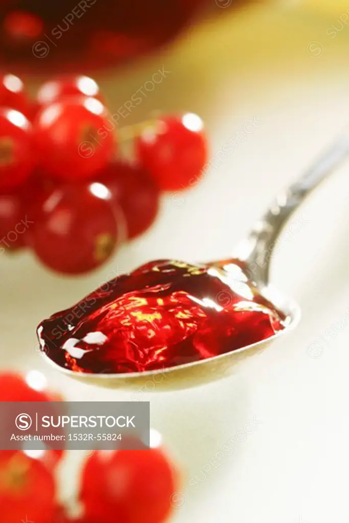 Redcurrant jelly on spoon