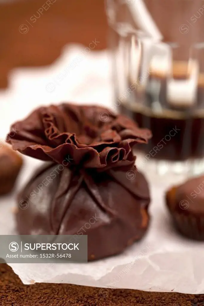 Chocolate bags with coffee