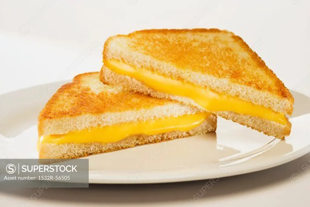 Grilled Cheese Sandwich with Orange Cheese; Halved and Stacked