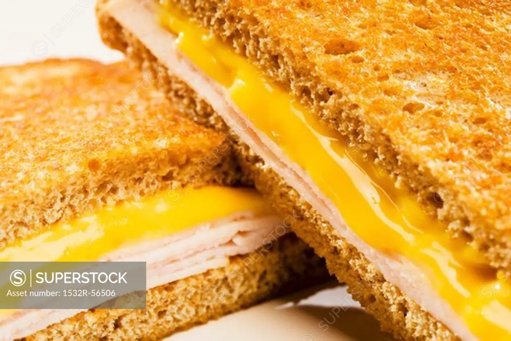 Grilled Ham and Cheese Sandwich; Halved