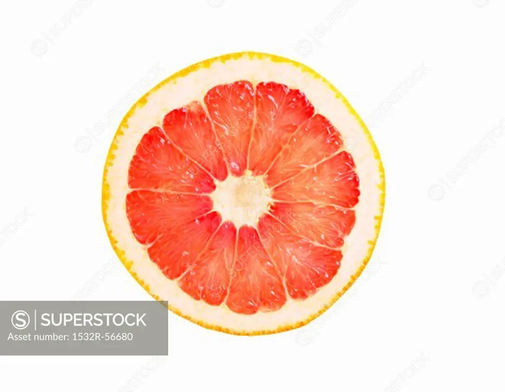 Pink Grapefruit Slice; White Background