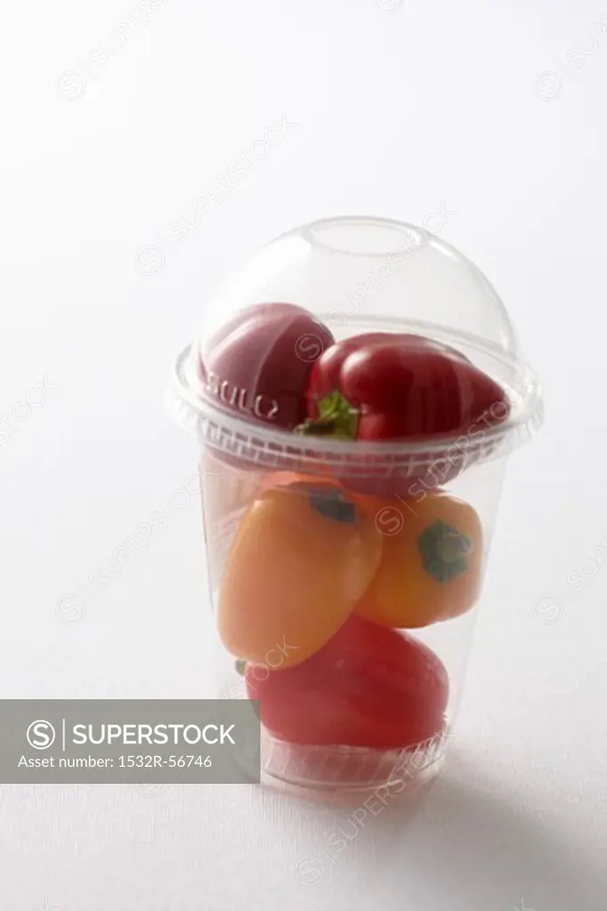Peppers in a plastic cup as a take away