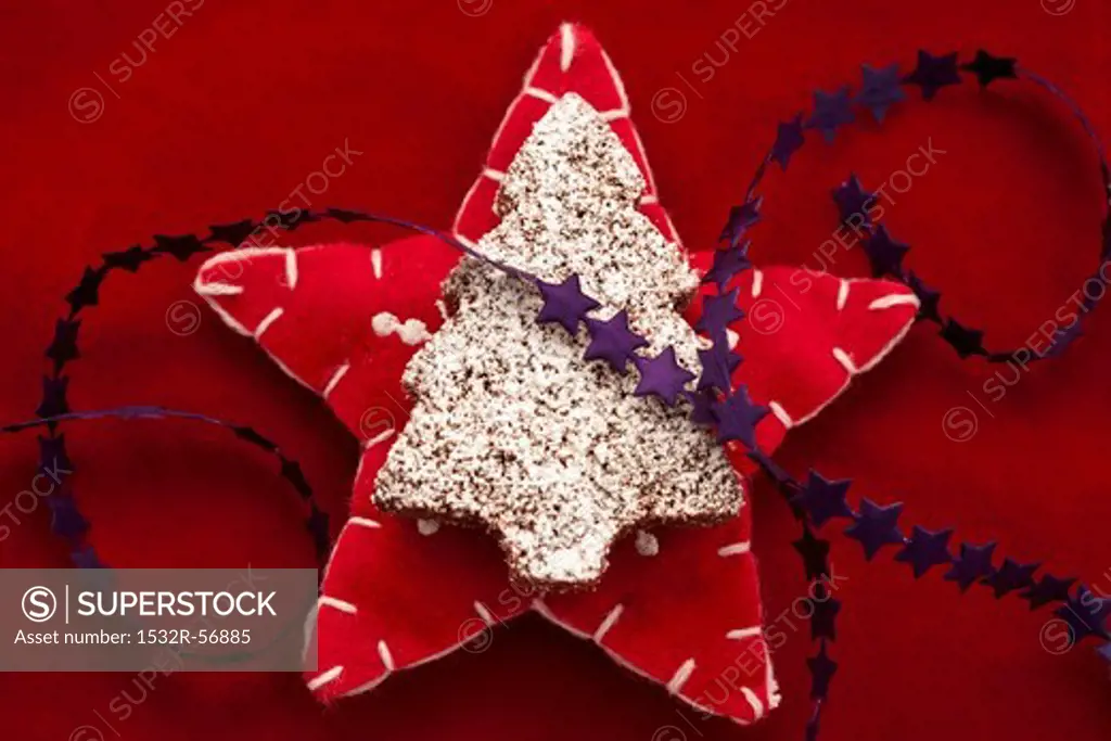 A chocolate Christmas tree on a felt star