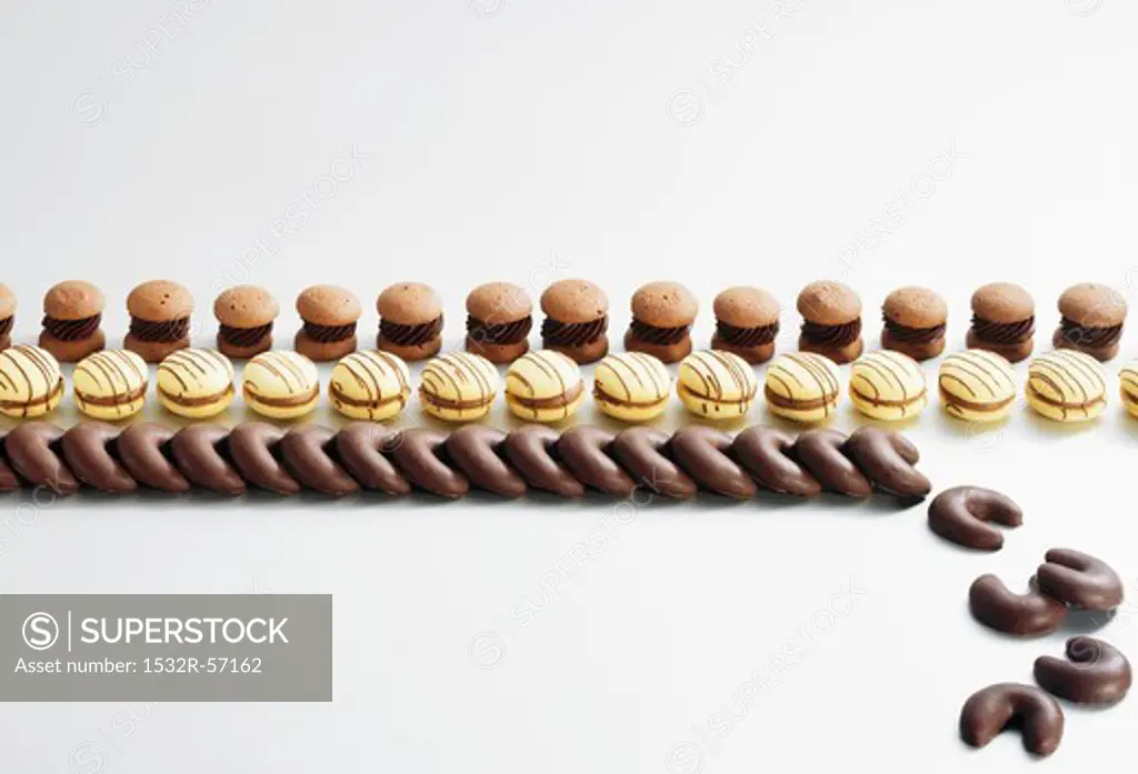 Schokoladenkipferl (cresent-shaped chocolate biscuits) and chocolate macaroons