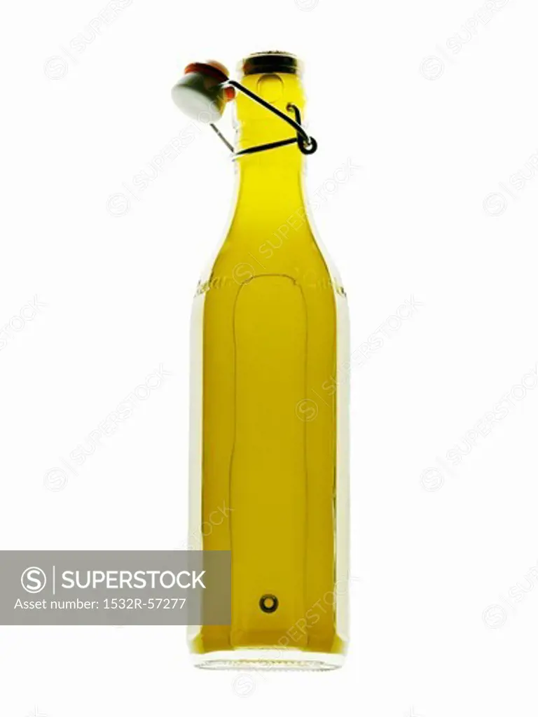 Olive oil in a glass bottle
