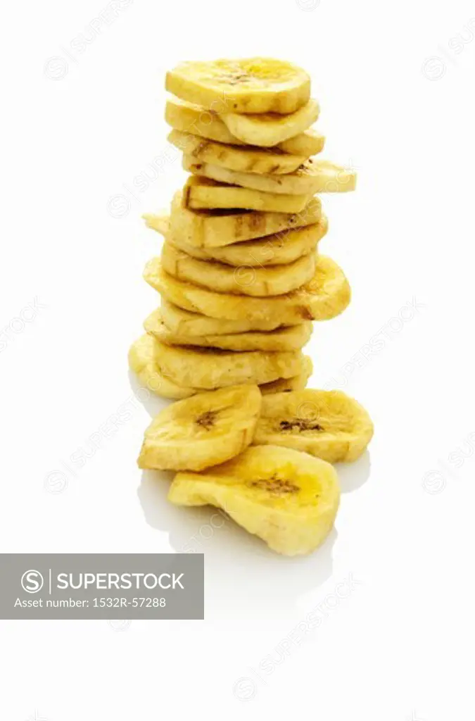 A stack of banana chips