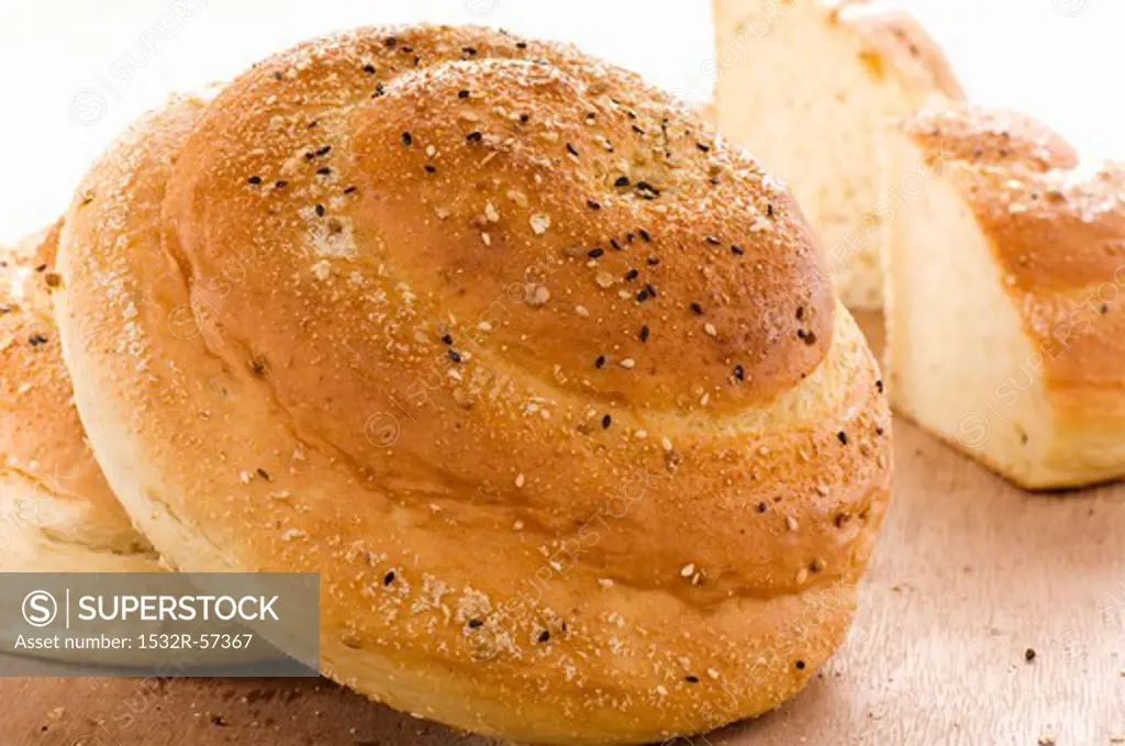Seed bread with salt and sesame
