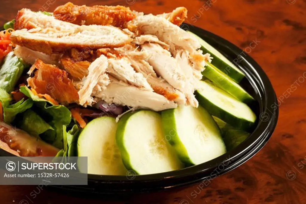 Fried Chicken Salad in Take Out Container