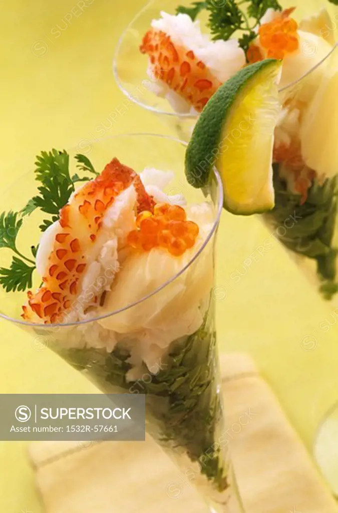 Lobster cocktails with caviar