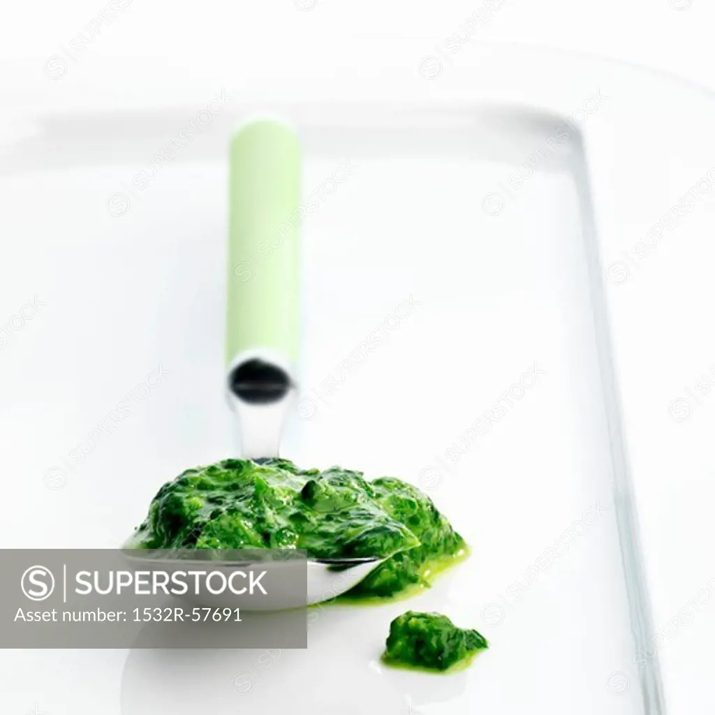 Spinach on a spoon