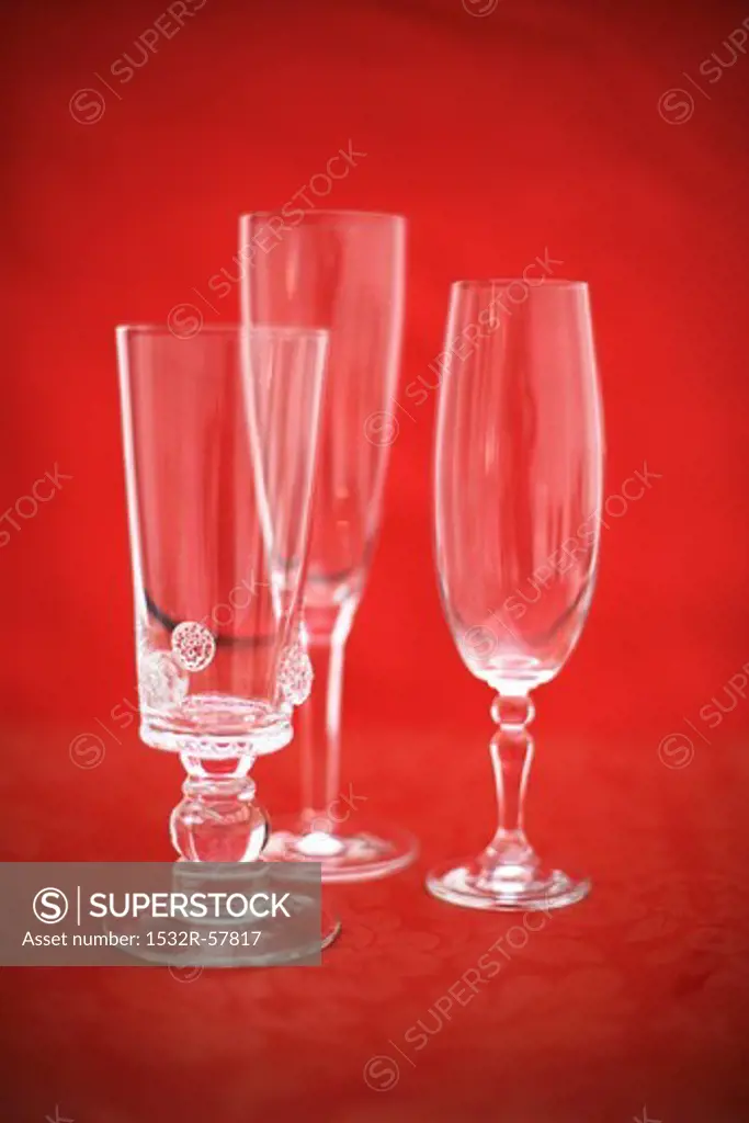 Empty sparkling wine glasses