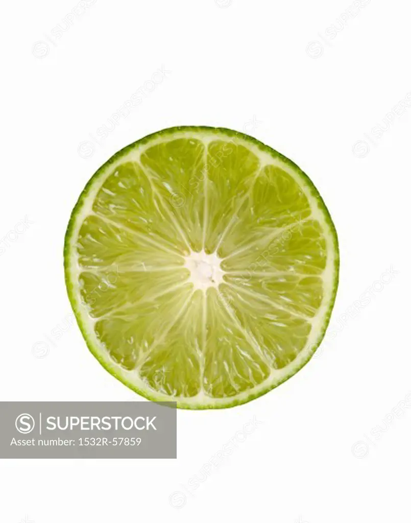 Fresh Lime Slice on a White Background
