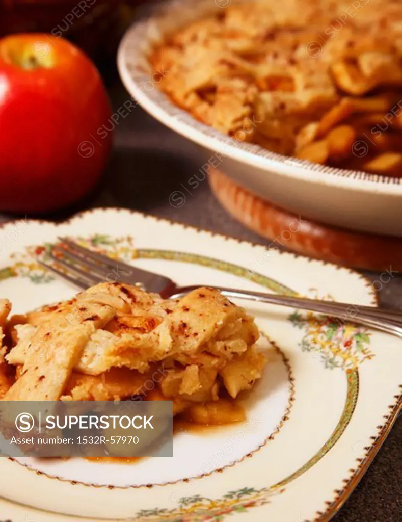 Piece of Homemade Apple Pie on a Plate