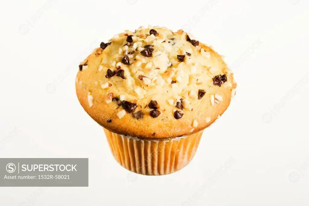 A muffin with chocolate sprinkles