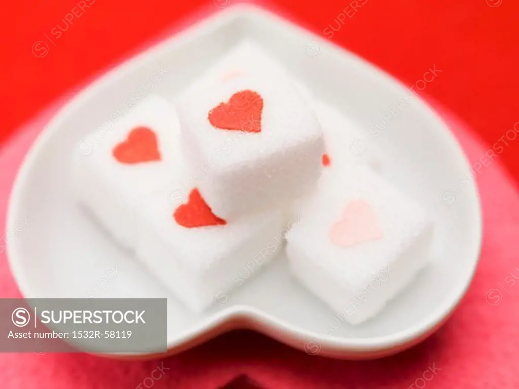 Sugar cubes with hearts