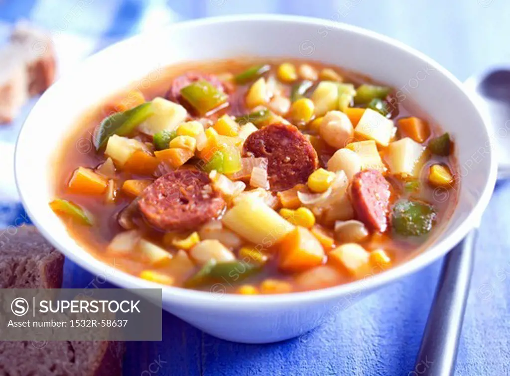 Mexican bean soup with sausage