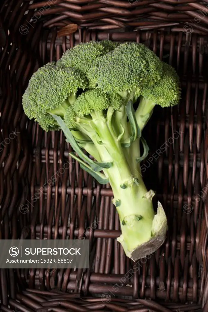 Fresh Broccoli in a Basket; From Above
