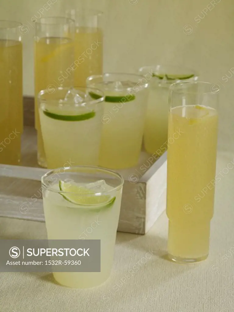 Assorted Glasses of Lemonade
