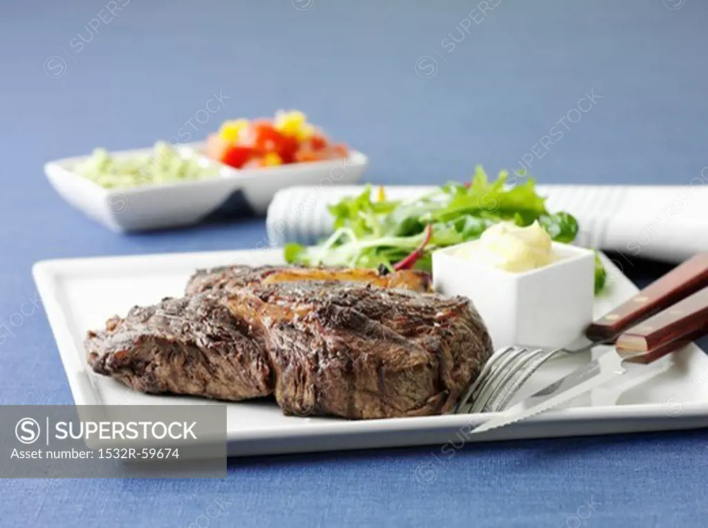 Entrecote with a side salad