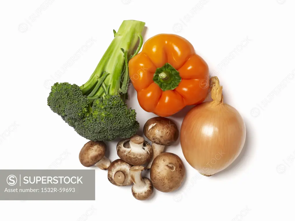 Mixed Fresh Vegetables; White Background