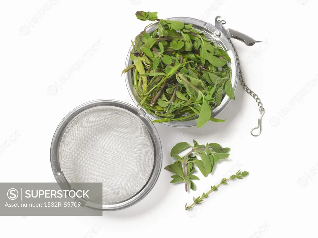 Tea Ball Filled with Fresh Herbs