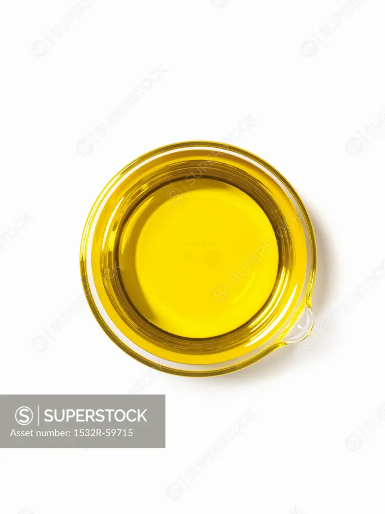 Container of Oil; From Above; White Background