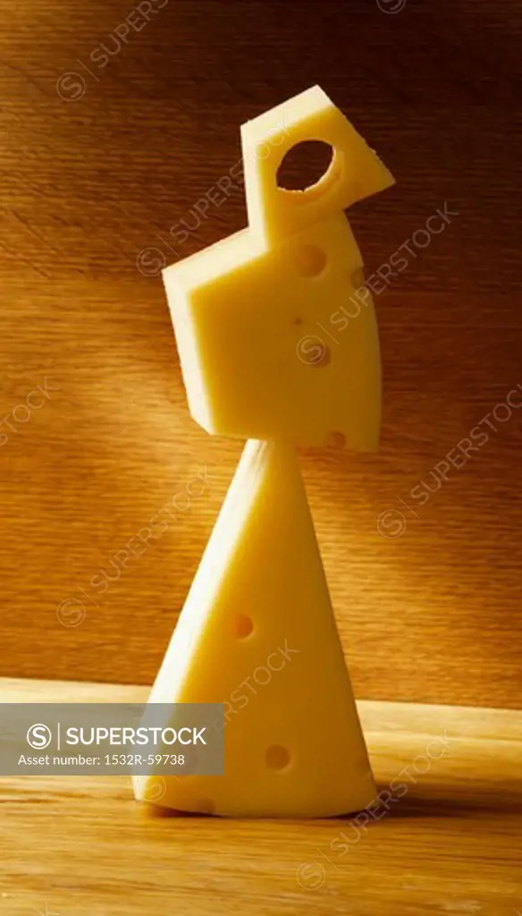 A tower of cheese pieces
