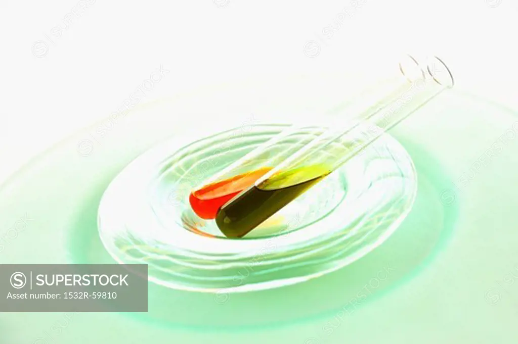 Chilli oil and olive oil in test tubes