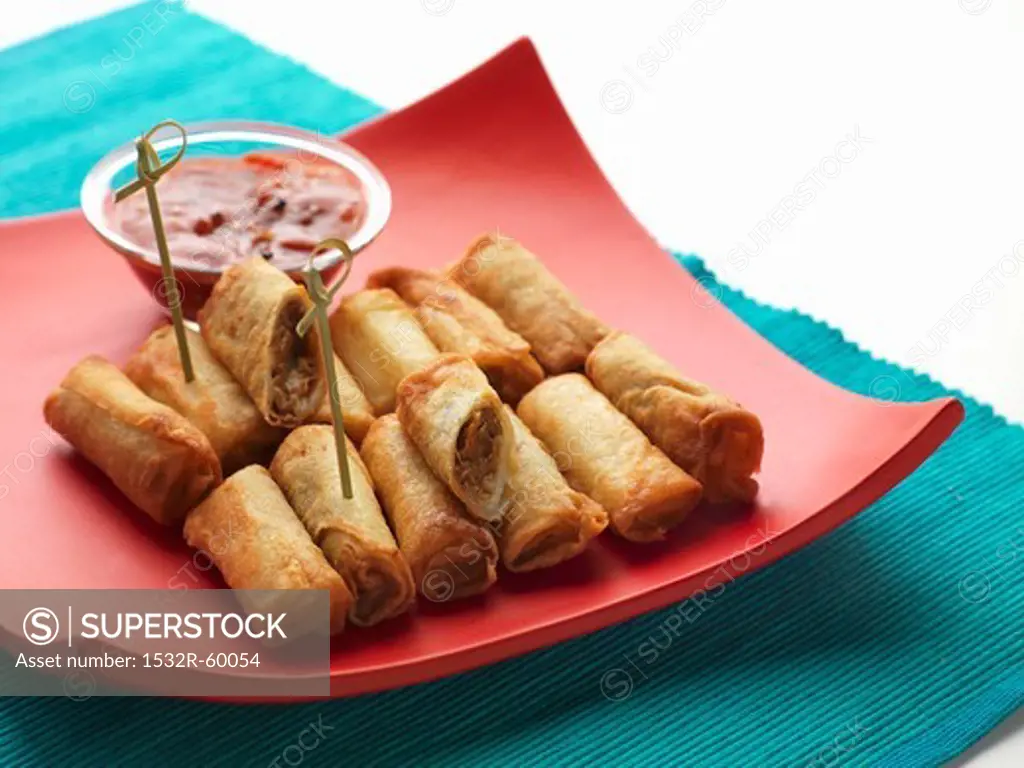 Spring rolls with duck and vegetables