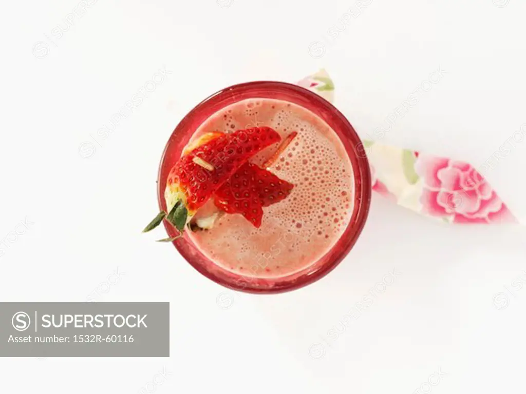 A strawberry shake, seen from above