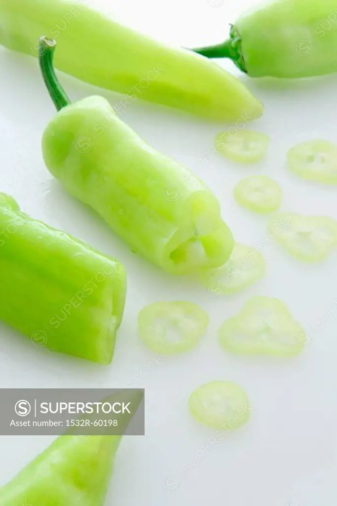 Green pointed peppers, sliced