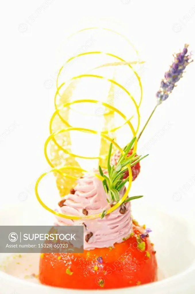 Decorated lavender-violet ice cream