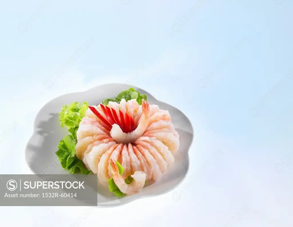 Ring of shrimp with salad garnish