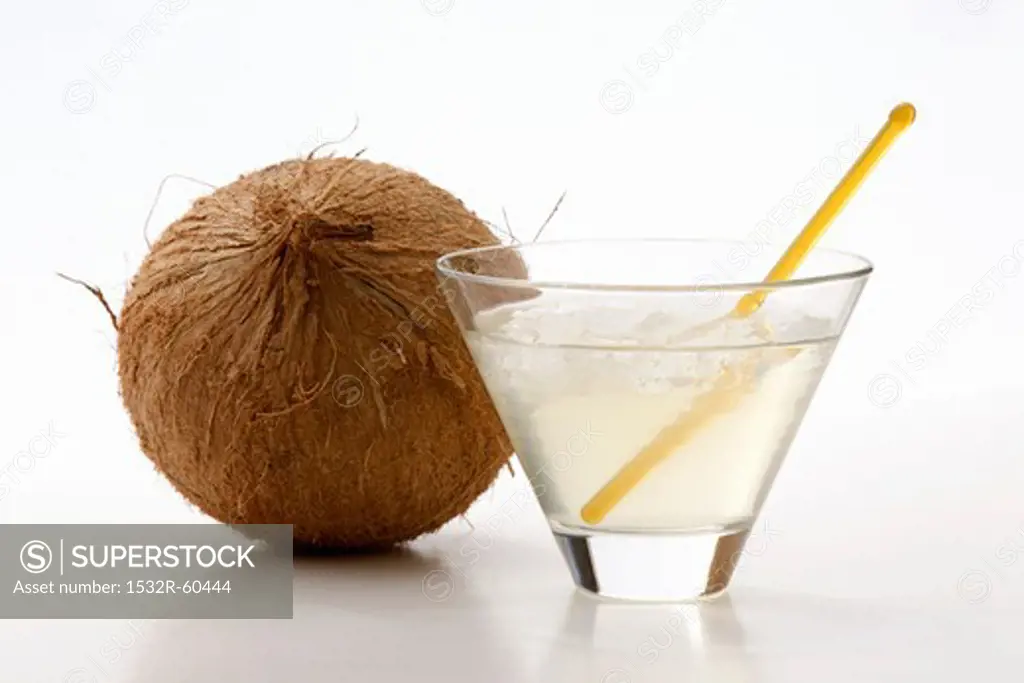 Glass of Coconut Water; Whole Coconut