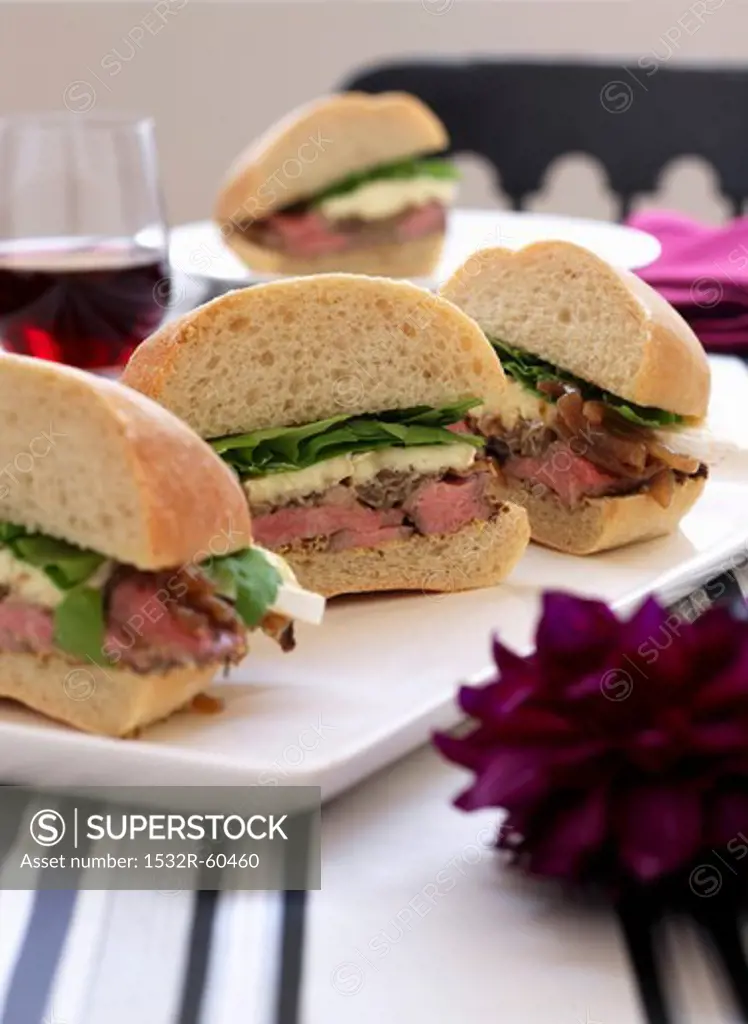 Sandwiches with steak and brie