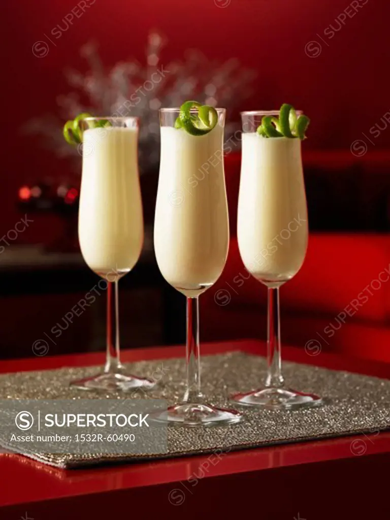Three glasses with Ramos Gin Fizz