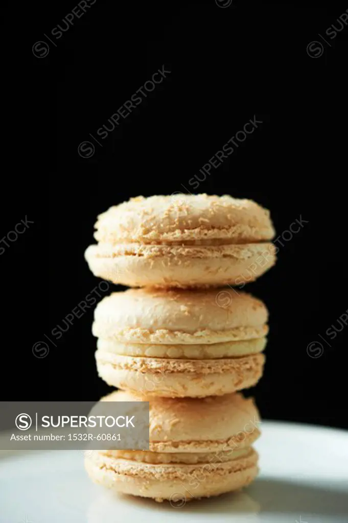 Three Coconut Macaroons; Stacked