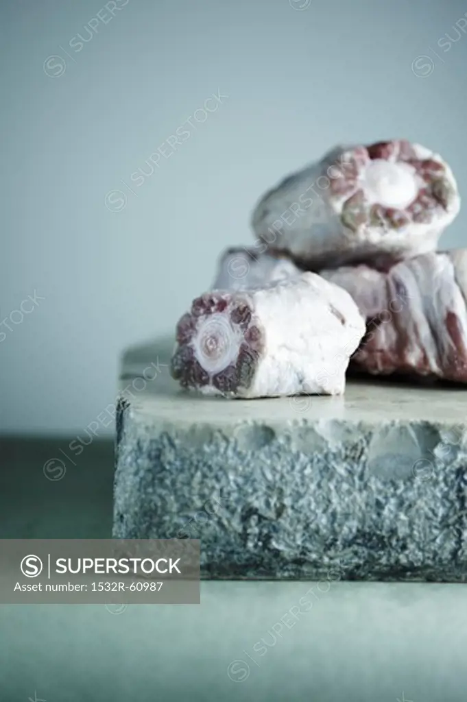 Raw Oxtail Pieces on Stone