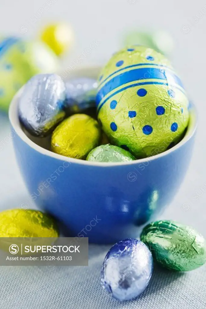 Chocolate Easter eggs in coloured foil