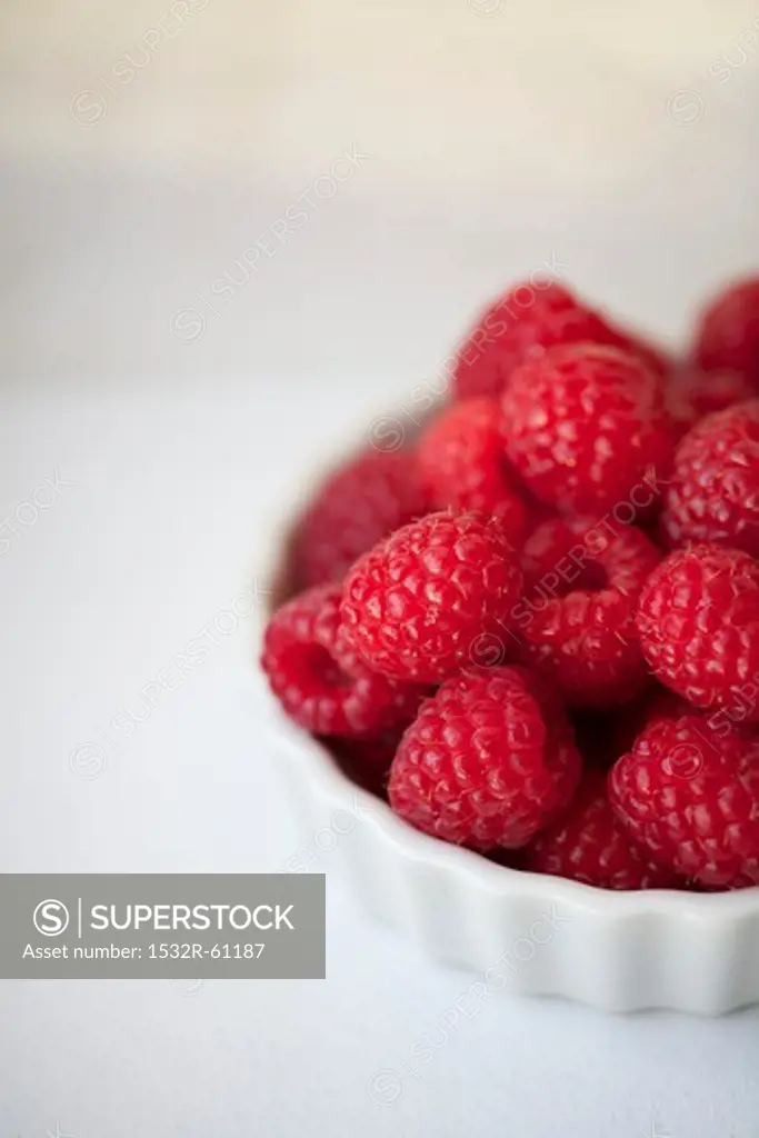 Fresh Raspberries in a White Tart Dish
