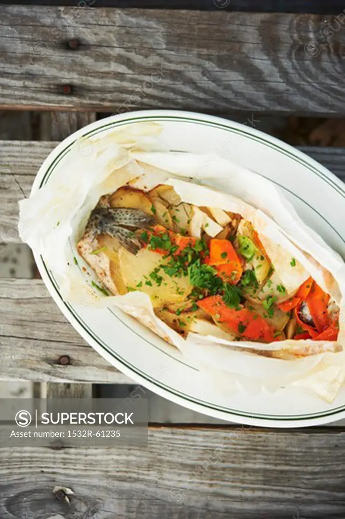 Trout en Papillote with Vegetables and Parsley