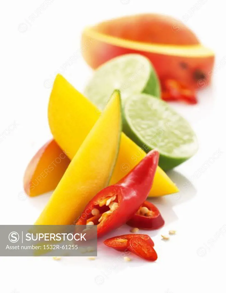 Mango, limes and chili peppers