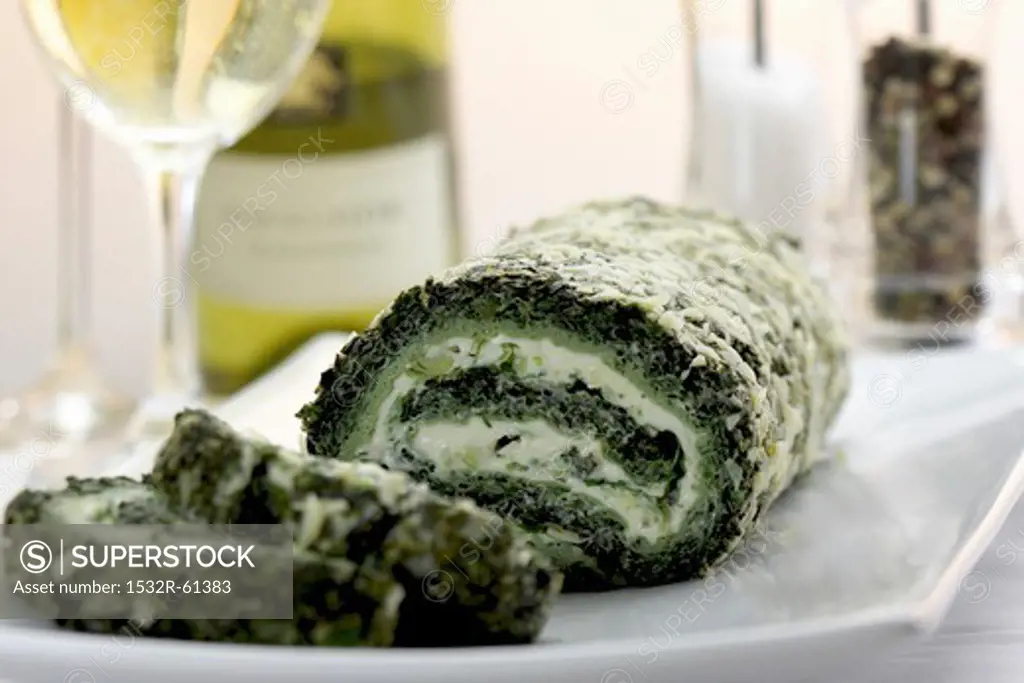 Spinach roulade with water cress