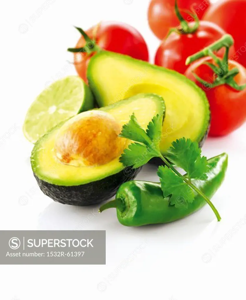 Avocado, tomatoes and chili pepper