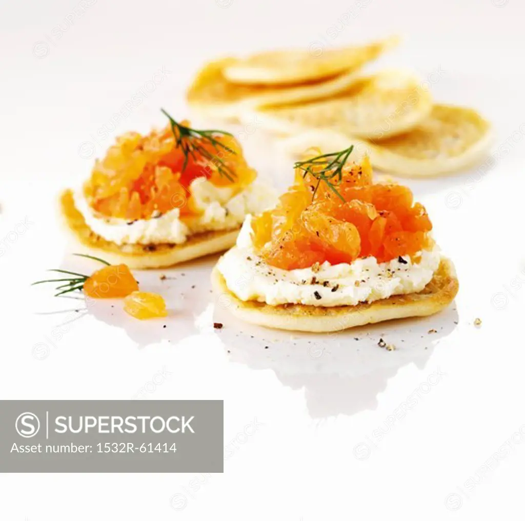 Blinis with smoked salmon and cream cheese