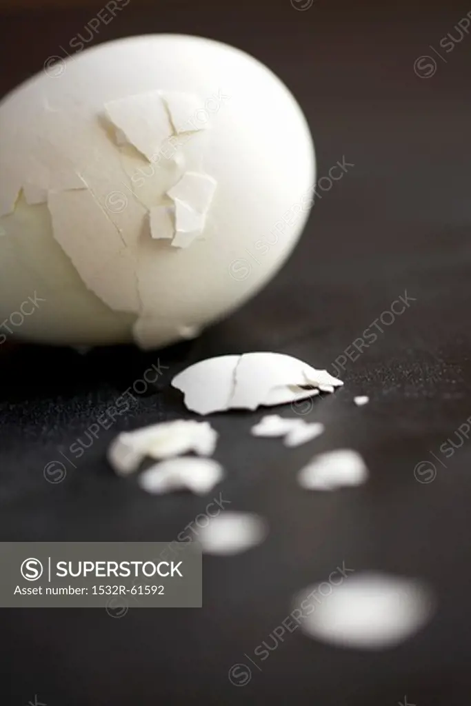 Partially Peeled Boiled White Egg