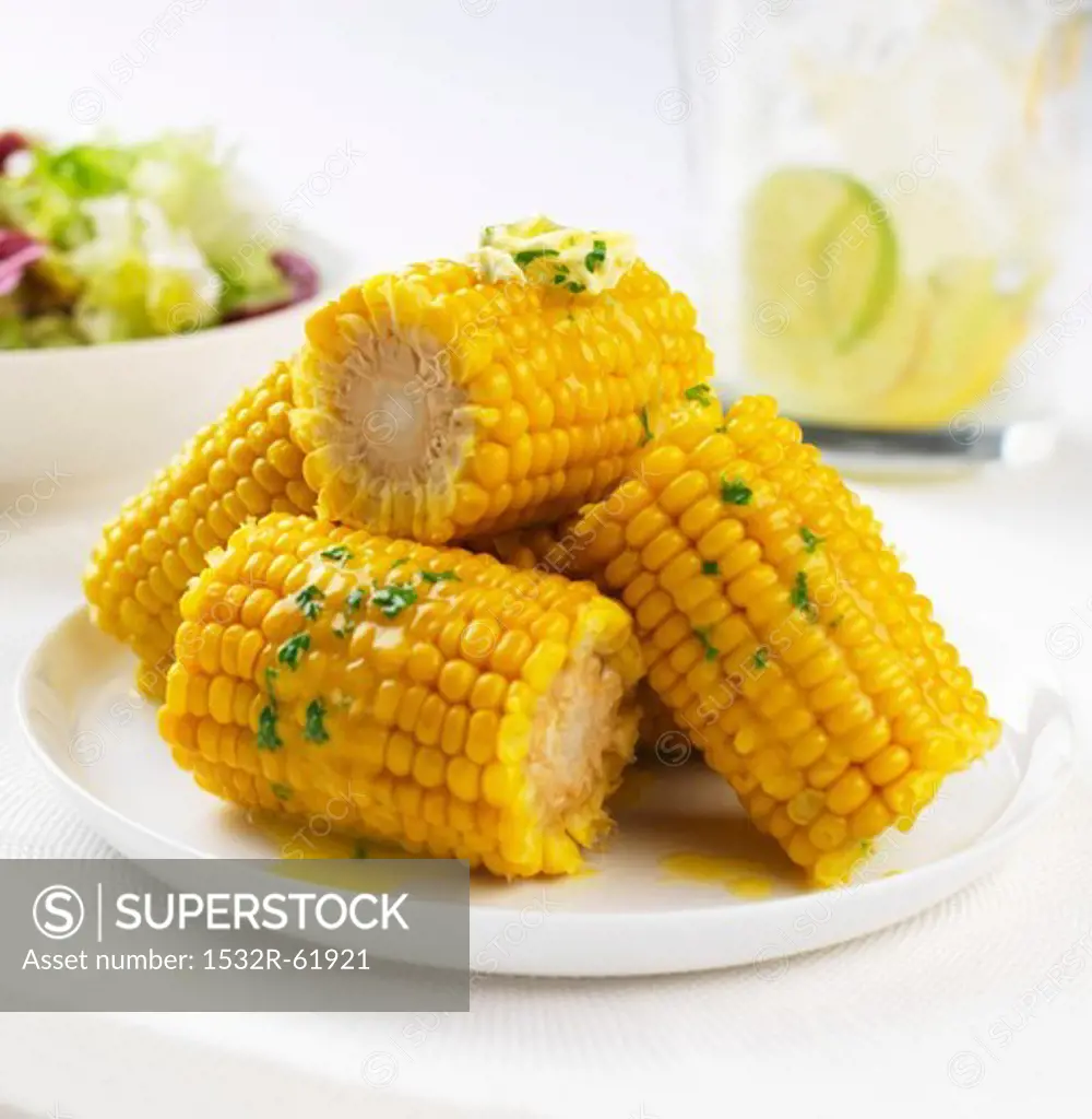 Corn on the cob with herb butter