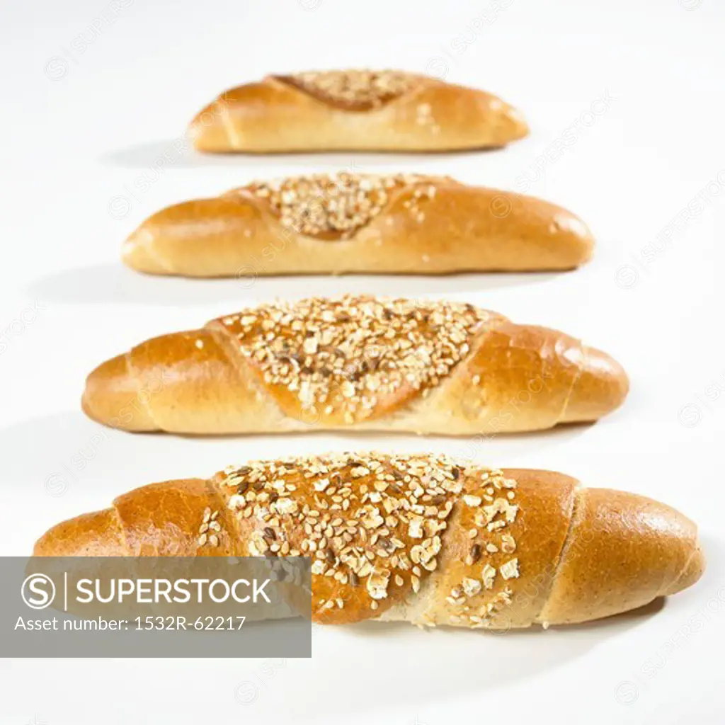 Four grain baguettes rolls
